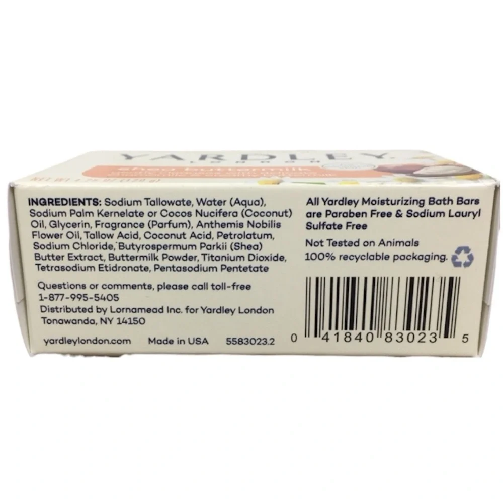 Yardley Of London Moisturizing Shea Buttermilk Soap Luxury Beauty Bar 4.25 Oz